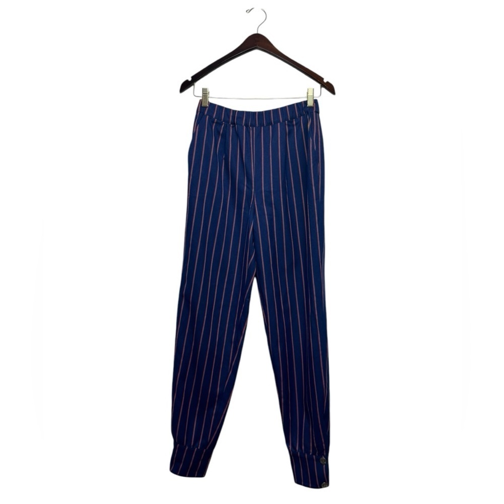 NWOT REVOLVE LPA Cuff Snap Pant Navy Coral Stripe S - Picture 7 of 13